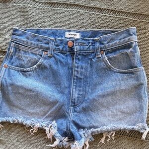 Wrangler Women's Frayed Hem Blue Jean Shorts